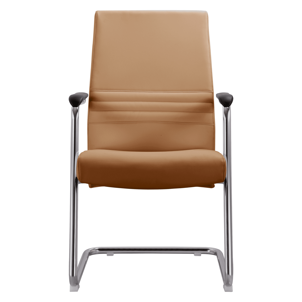 Aleen Office Chair with Upholstered Seat and Metal Armrest Acorn Brown Office Chair Leisuremod
