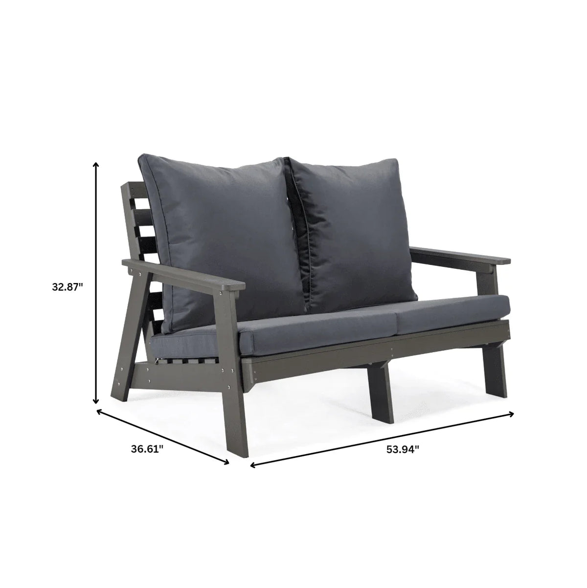 Alpine Outdoor Loveseat in High Impact Polystyrene with Removable Cushions - Elax Furniture