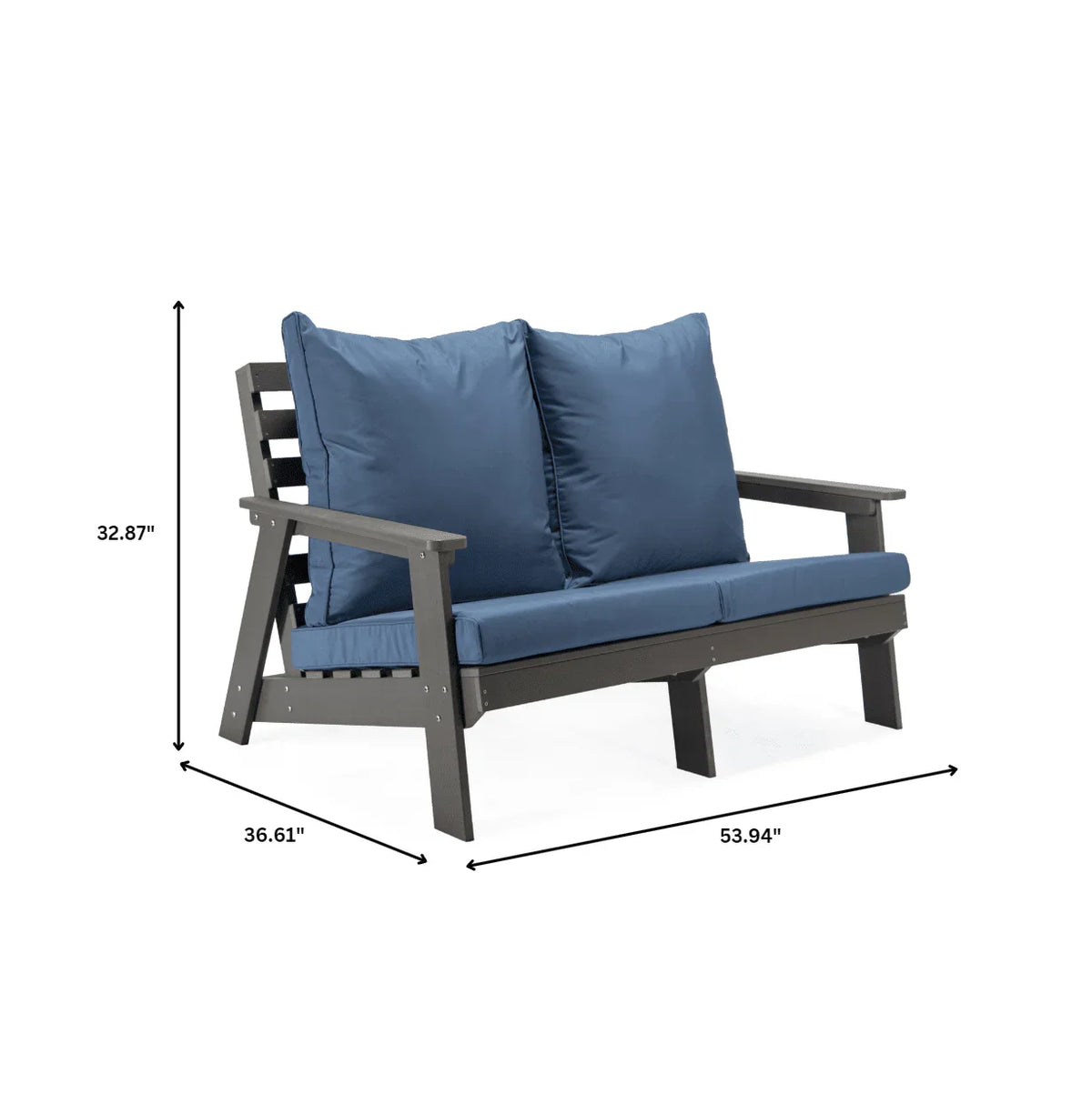 Alpine Outdoor Loveseat in High Impact Polystyrene with Removable Cushions - Elax Furniture