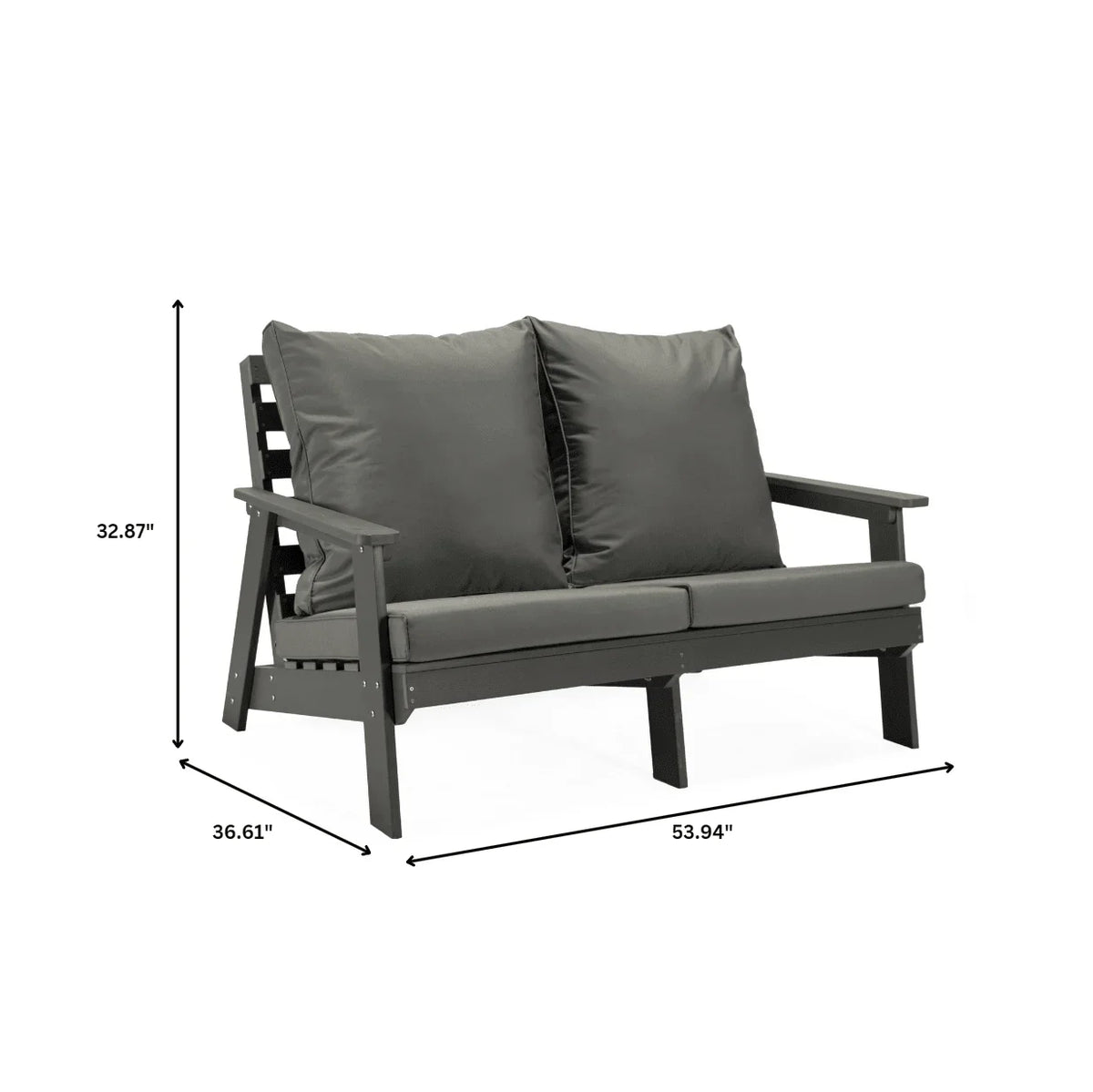 Alpine Outdoor Loveseat in High Impact Polystyrene with Removable Cushions - Elax Furniture