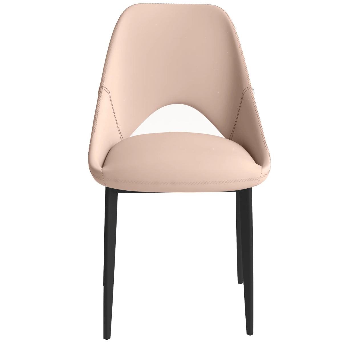Amalfi Upholstered Dining Chair with a Curved Open Back Design in Black Iron Taupe CHAIR Leisuremod
