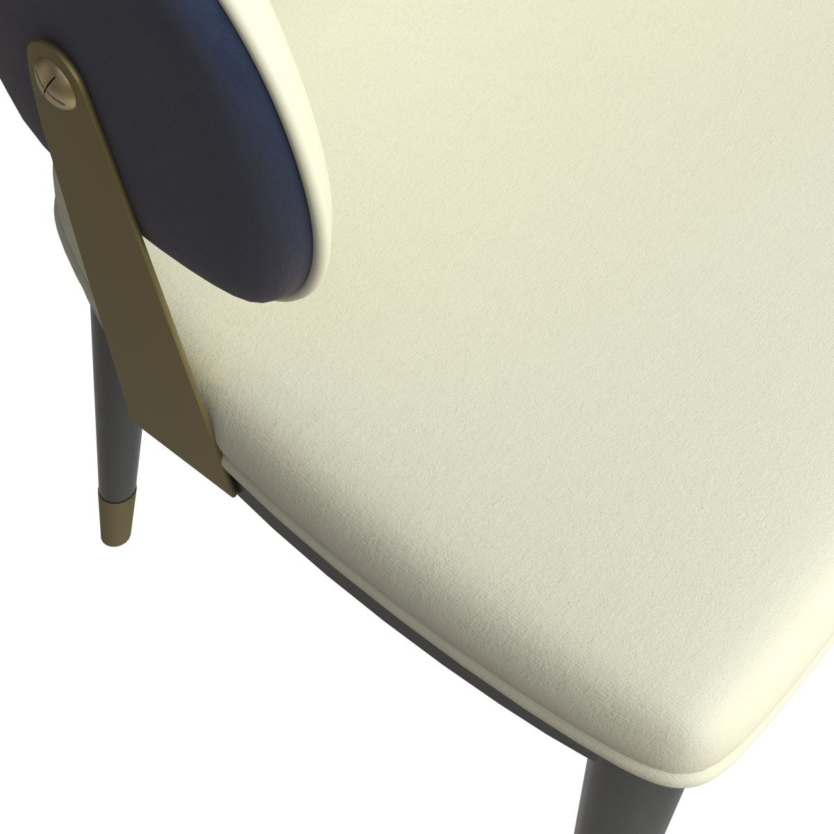 Aria Leather Dining Chair with a Curved Back and Gold Accents Design in Iron Blue Dining Chair Leisuremod