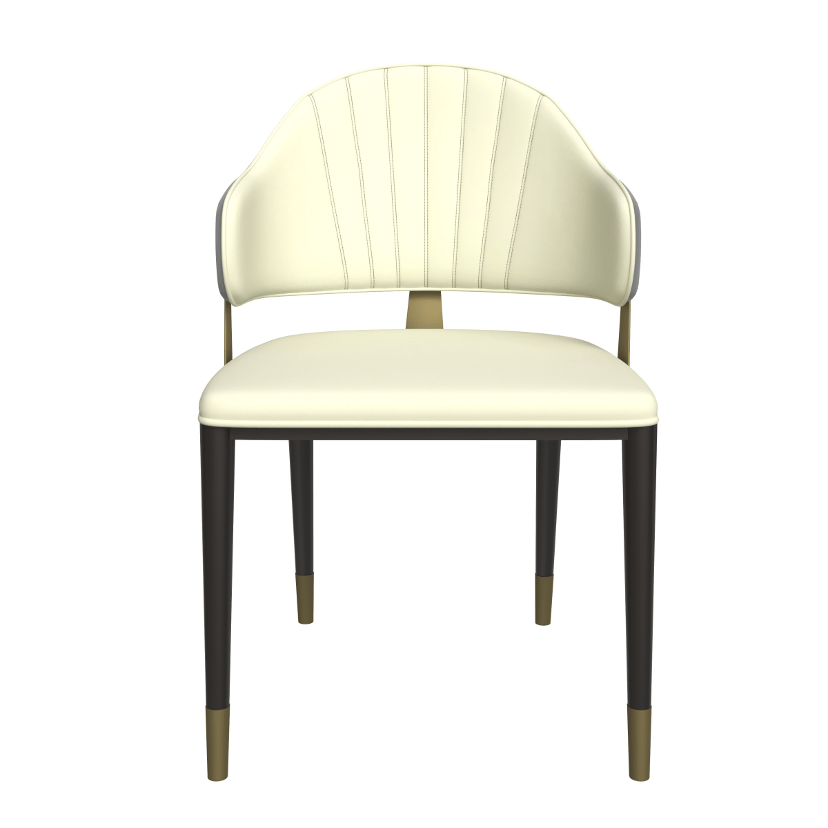 Aria Leather Dining Chair with a Curved Back and Gold Accents Design in Iron Grey Dining Chair Leisuremod