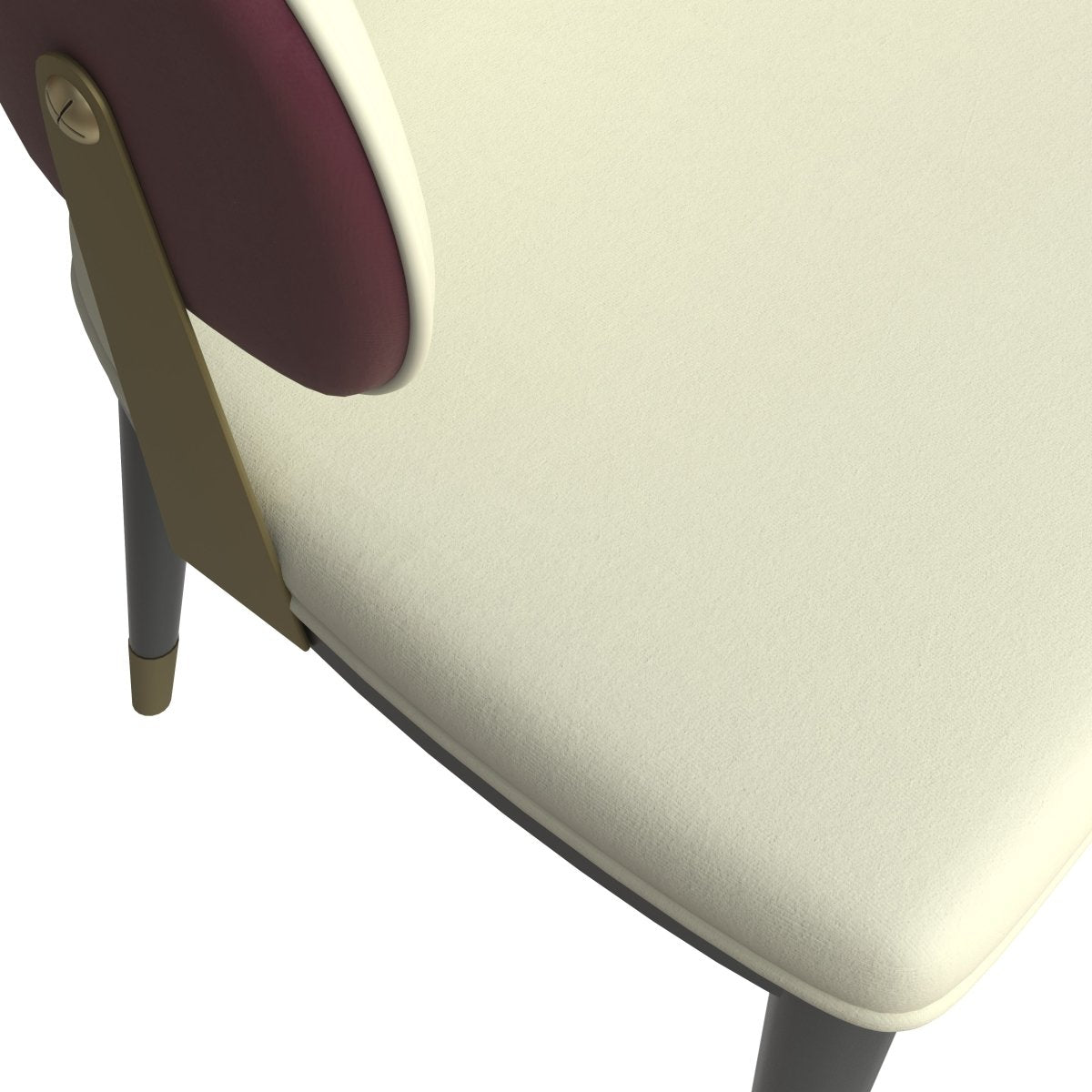 Aria Leather Dining Chair with a Curved Back and Gold Accents Design in Iron Red Dining Chair Leisuremod