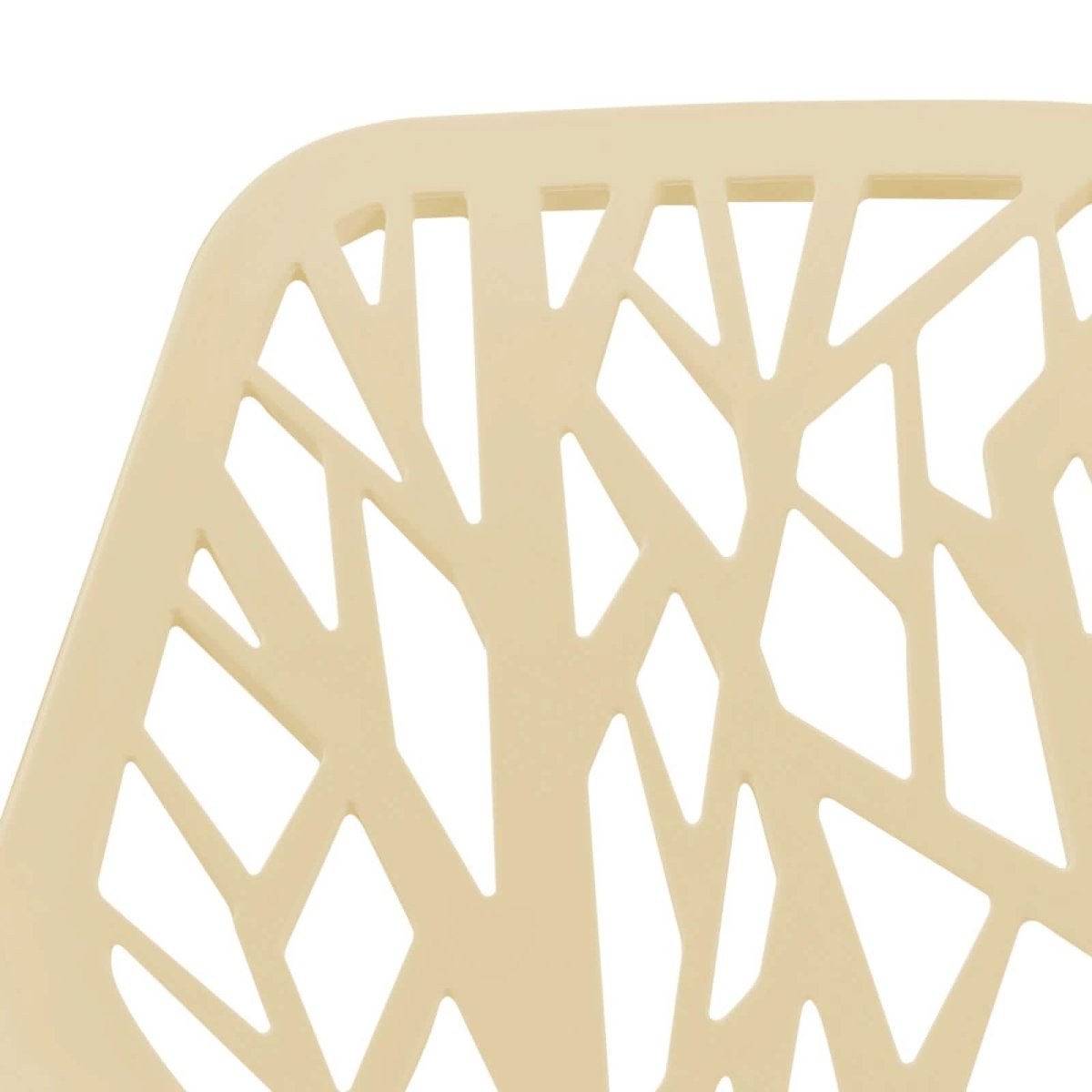 Asbury Polypropylene Dining Side Chair with Forest Cut-Out Design in Chrome Cream Dining Chair Leisuremod
