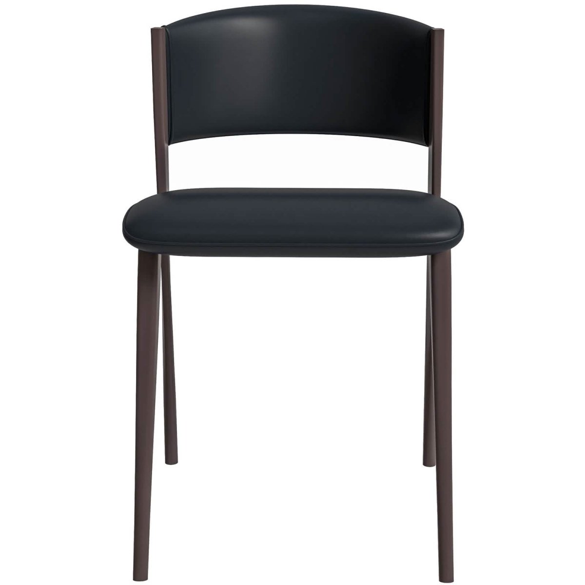 Aspen Dining Chairs Upholstered in Leather Kitchen Room Chairs with Metal Legs Black Dining Chair Leisuremod