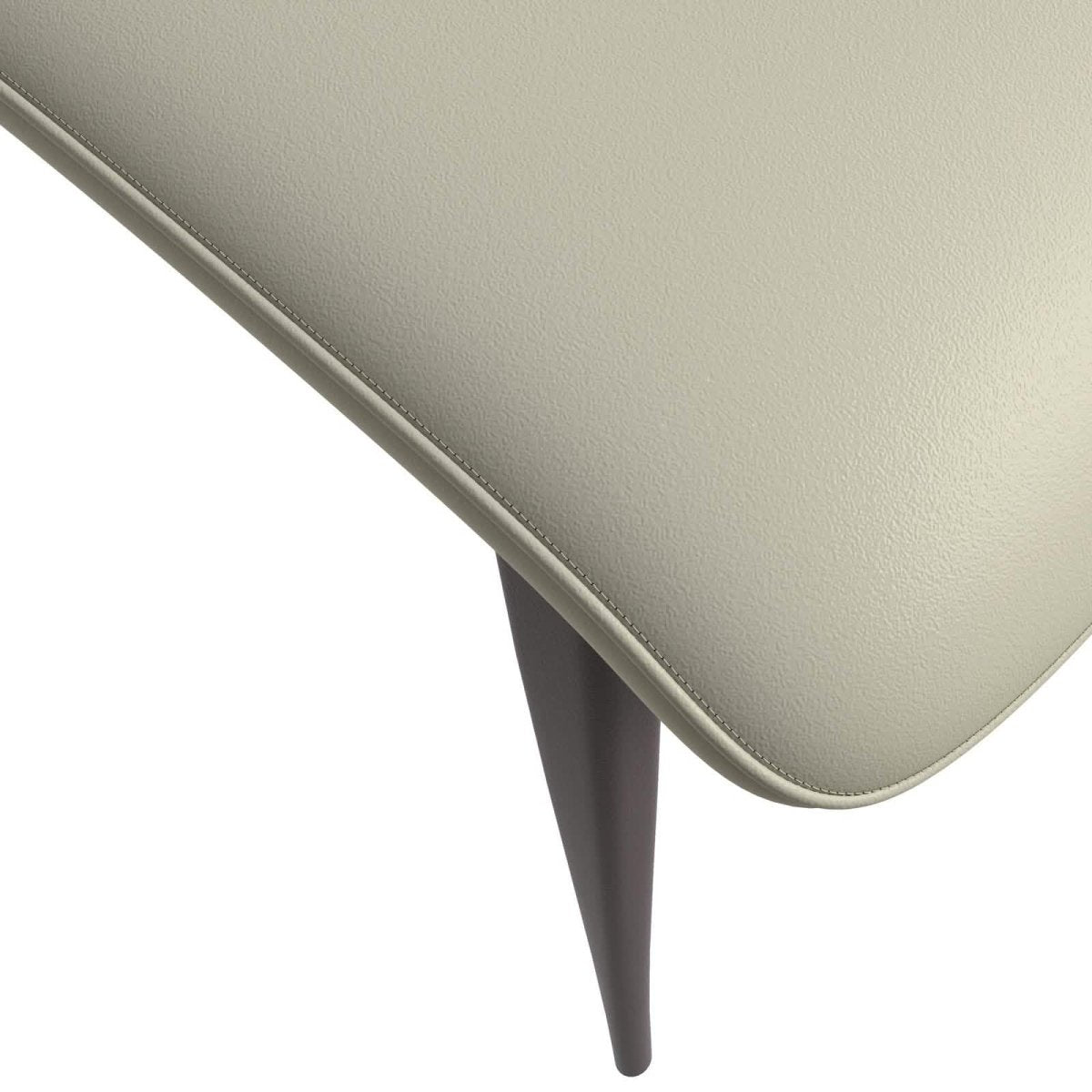Aspen Dining Chairs Upholstered in Leather Kitchen Room Chairs with Metal Legs Light Grey Dining Chair Leisuremod