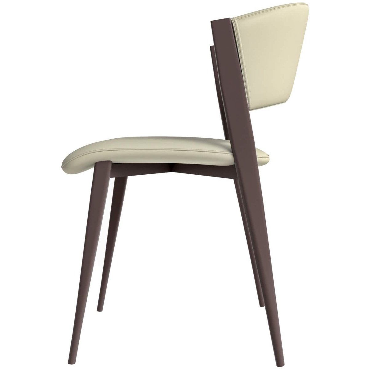 Aspen Dining Chairs Upholstered in Leather Kitchen Room Chairs with Metal Legs Light Grey Dining Chair Leisuremod