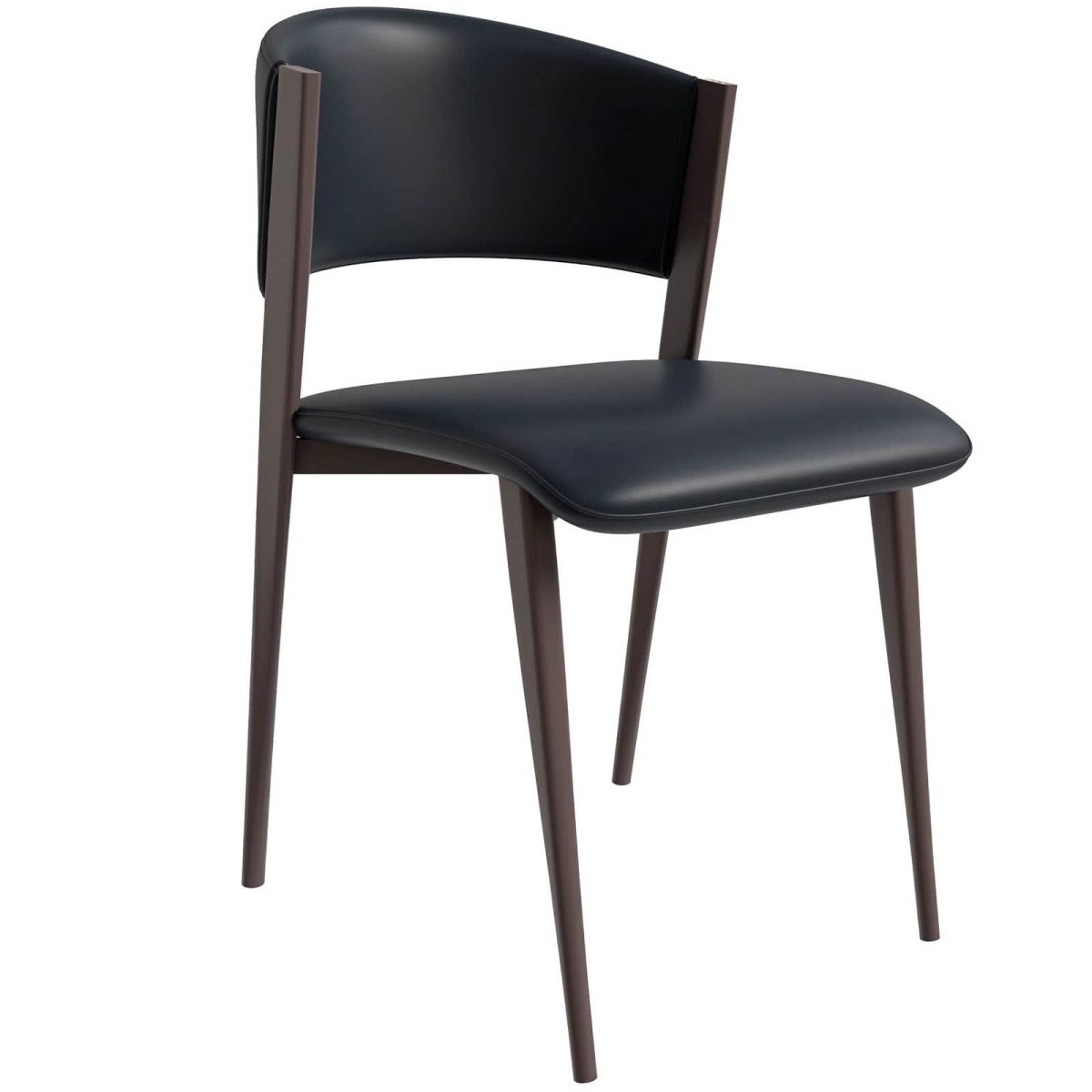 Aspen Dining Chairs Upholstered in Leather Kitchen Room Chairs with Metal Legs Black Dining Chair Leisuremod