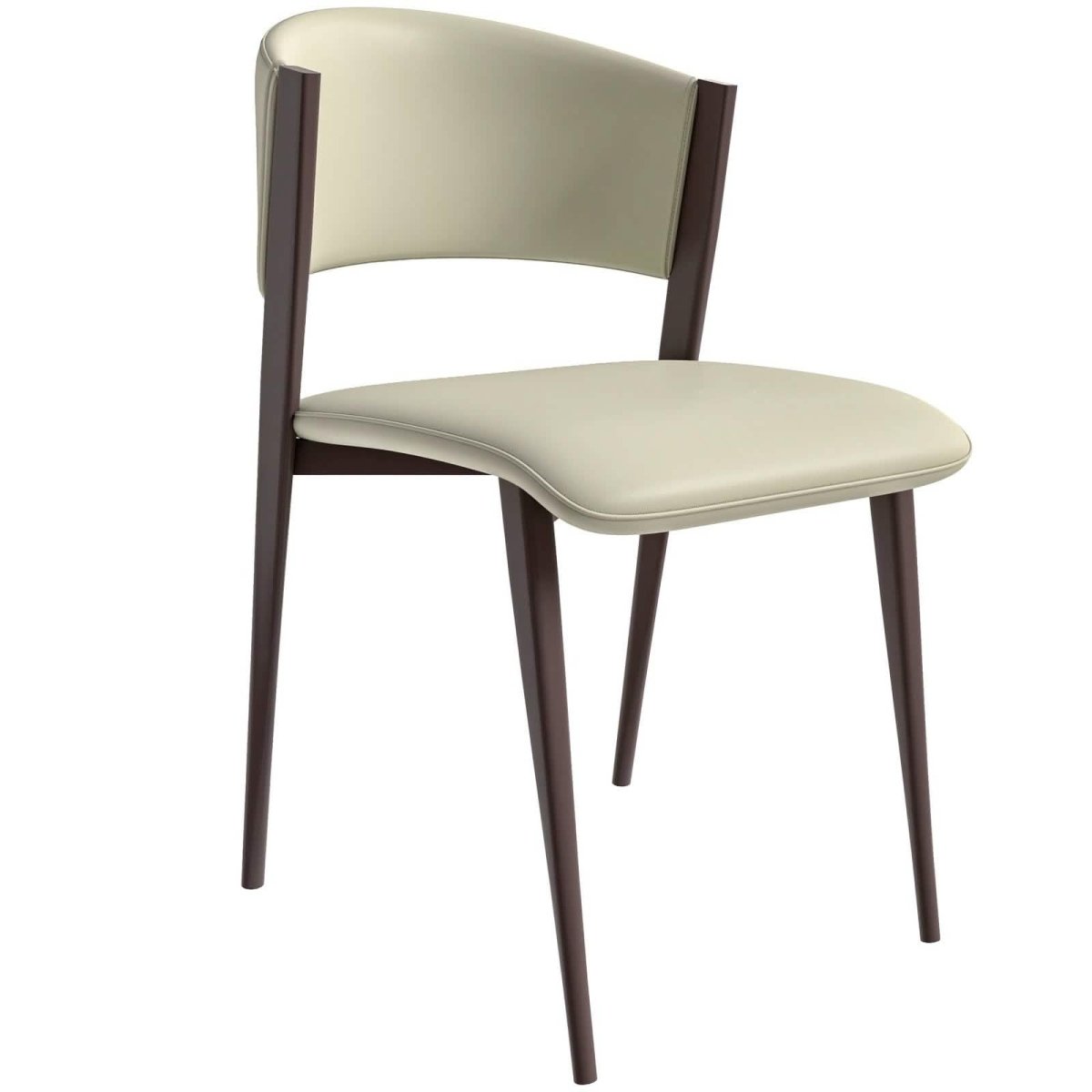 Aspen Dining Chairs Upholstered in Leather Kitchen Room Chairs with Metal Legs Light Grey Dining Chair Leisuremod