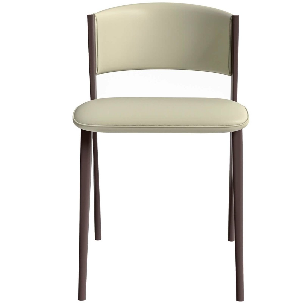 Aspen Dining Chairs Upholstered in Leather Kitchen Room Chairs with Metal Legs Light Grey Dining Chair Leisuremod