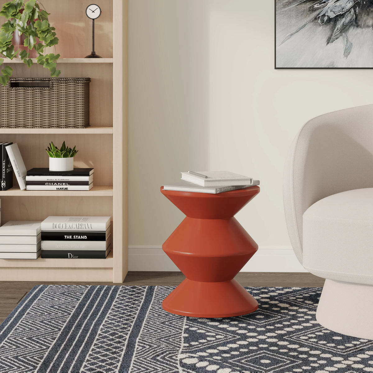 Aura Round Side Table in ABS Plastic With Contemporary Double-Hourglass Design - Elax Furniture