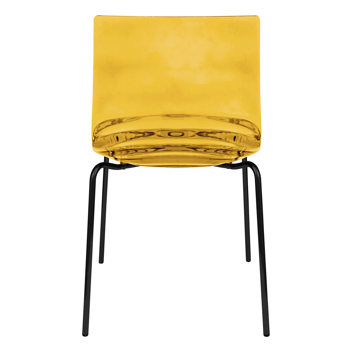 Astor Dining Chair Modern ABS Plastic Side Chair with Stainless-Steel Legs Orange Black Dining Chair Leisuremod