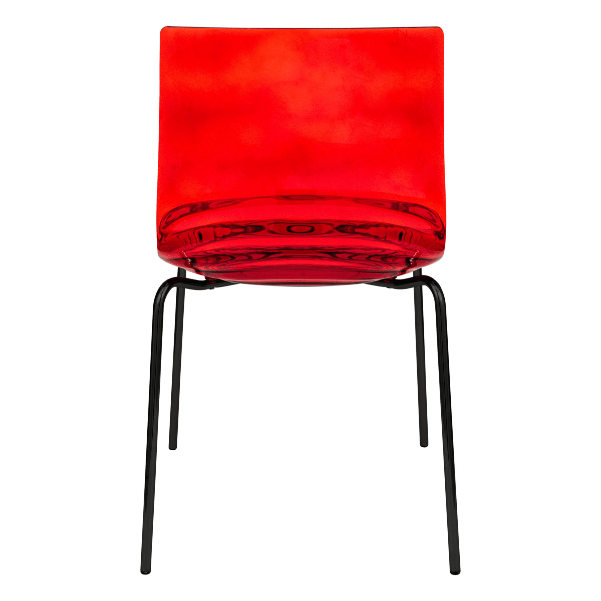 Astor Dining Chair Modern ABS Plastic Side Chair with Stainless-Steel Legs Transparent Red Black Dining Chair Leisuremod