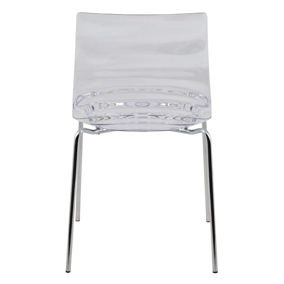 Astor Dining Chair Modern ABS Plastic Side Chair with Stainless-Steel Legs Clear Chrome Dining Chair Leisuremod