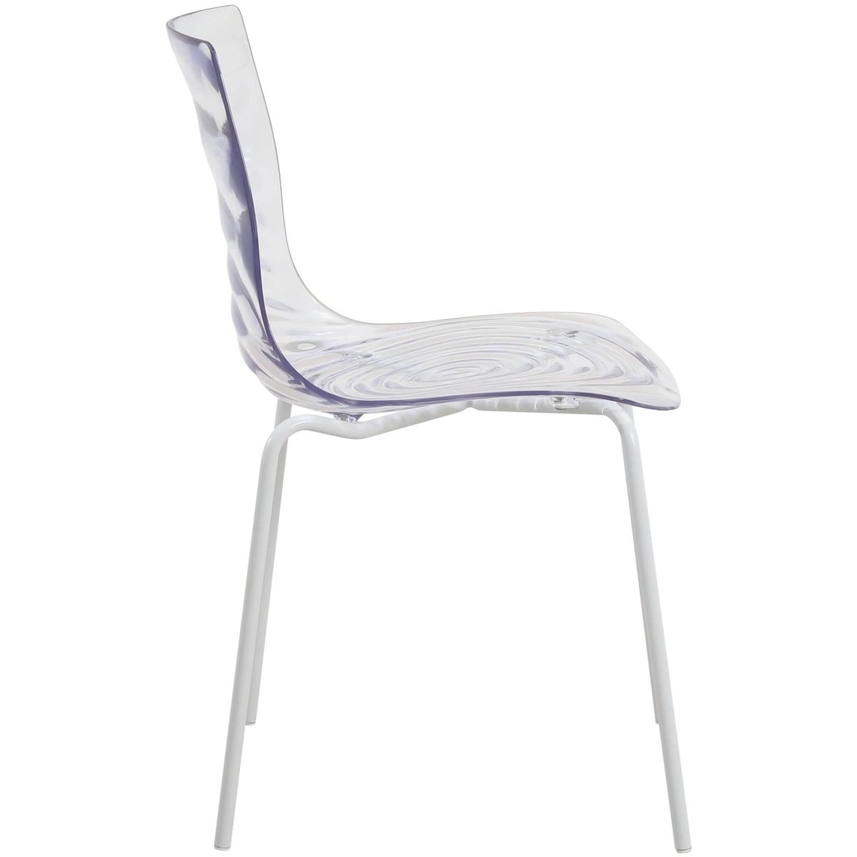 Astor Dining Chair Modern ABS Plastic Side Chair with Stainless-Steel Legs Clear White Dining Chair Leisuremod