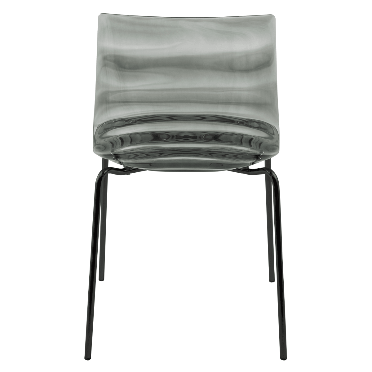Astor Dining Chair Modern ABS Plastic Side Chair with Stainless-Steel Legs Transparent Black Black Dining Chair Leisuremod