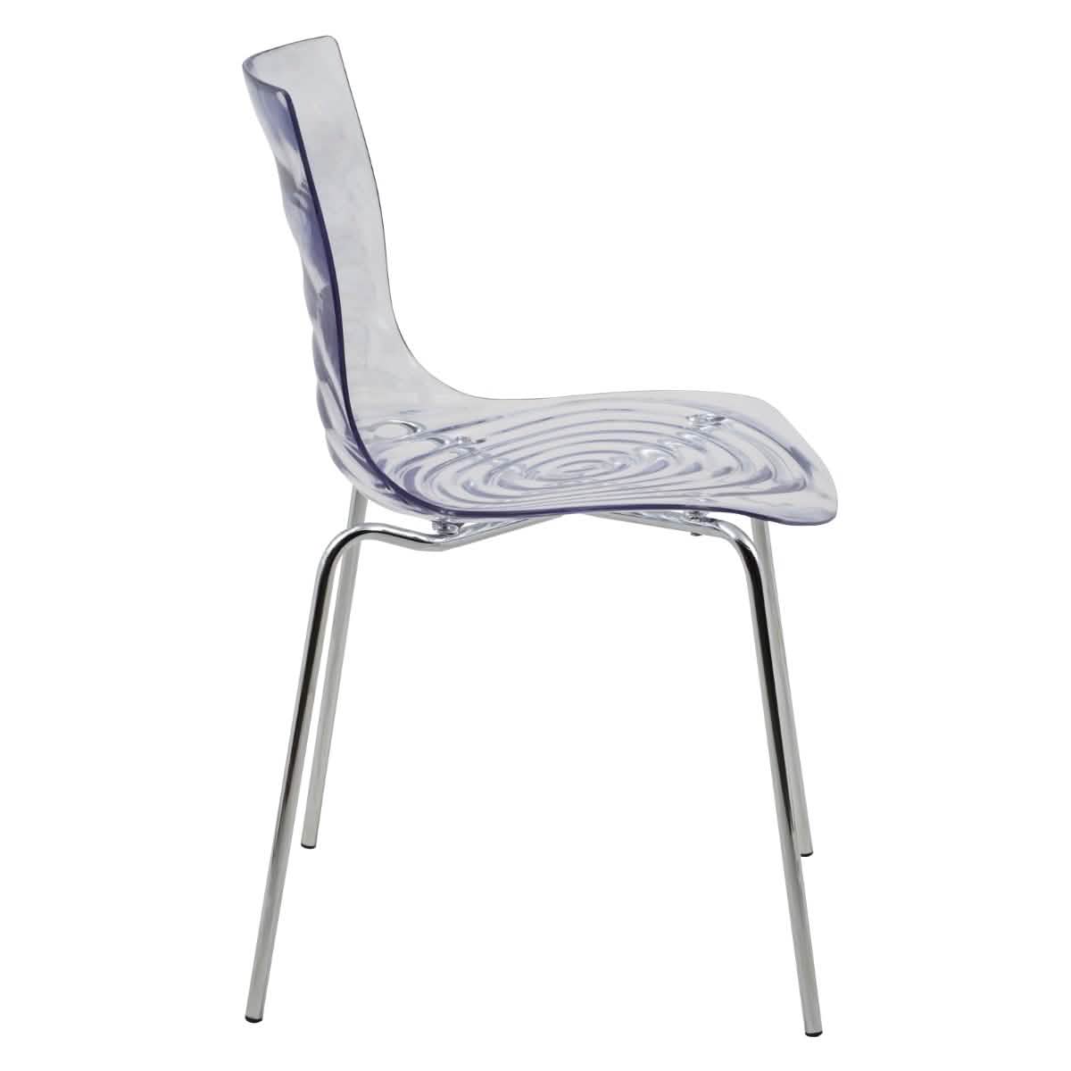 Astor Dining Chair Modern ABS Plastic Side Chair with Stainless-Steel Legs Clear Chrome Dining Chair Leisuremod