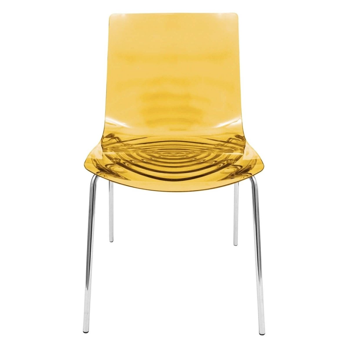 Astor Dining Chair Modern ABS Plastic Side Chair with Stainless-Steel Legs Orange Chrome Dining Chair Leisuremod