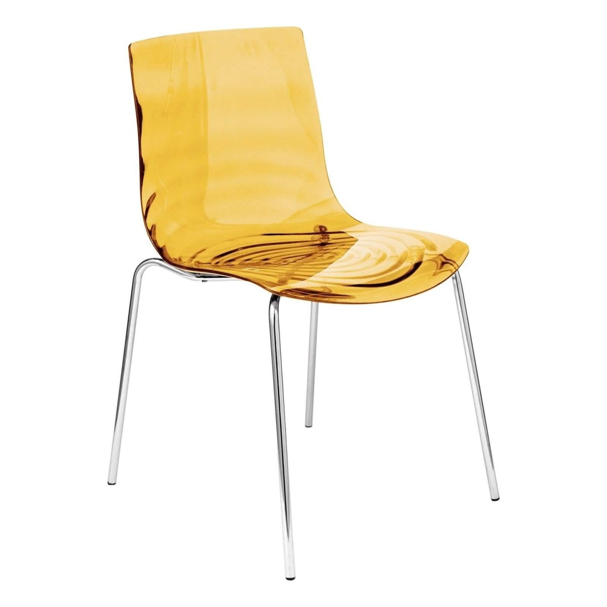 Astor Dining Chair Modern ABS Plastic Side Chair with Stainless-Steel Legs Orange Chrome Dining Chair Leisuremod