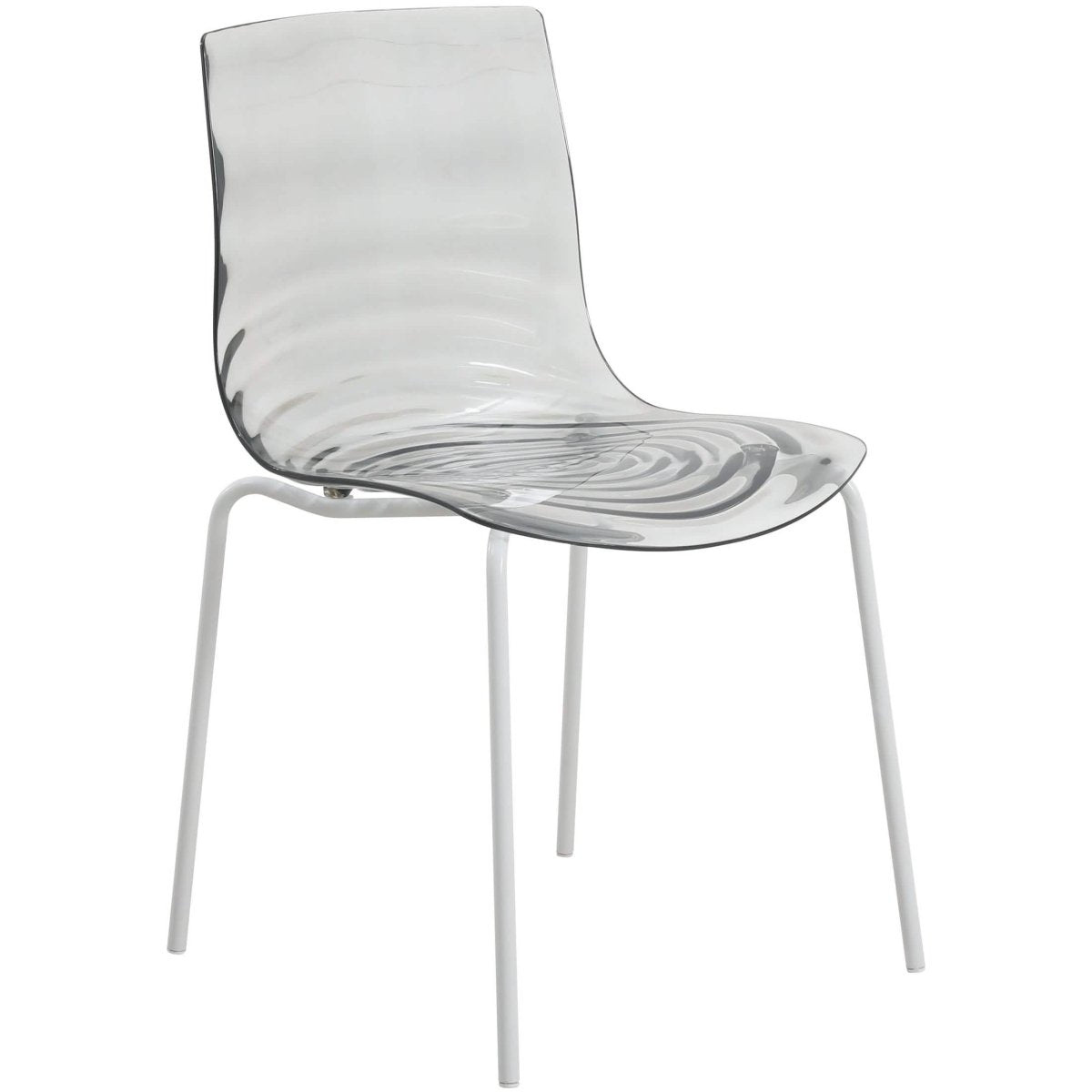 Astor Dining Chair Modern ABS Plastic Side Chair with Stainless-Steel Legs Transparent Black White Dining Chair Leisuremod