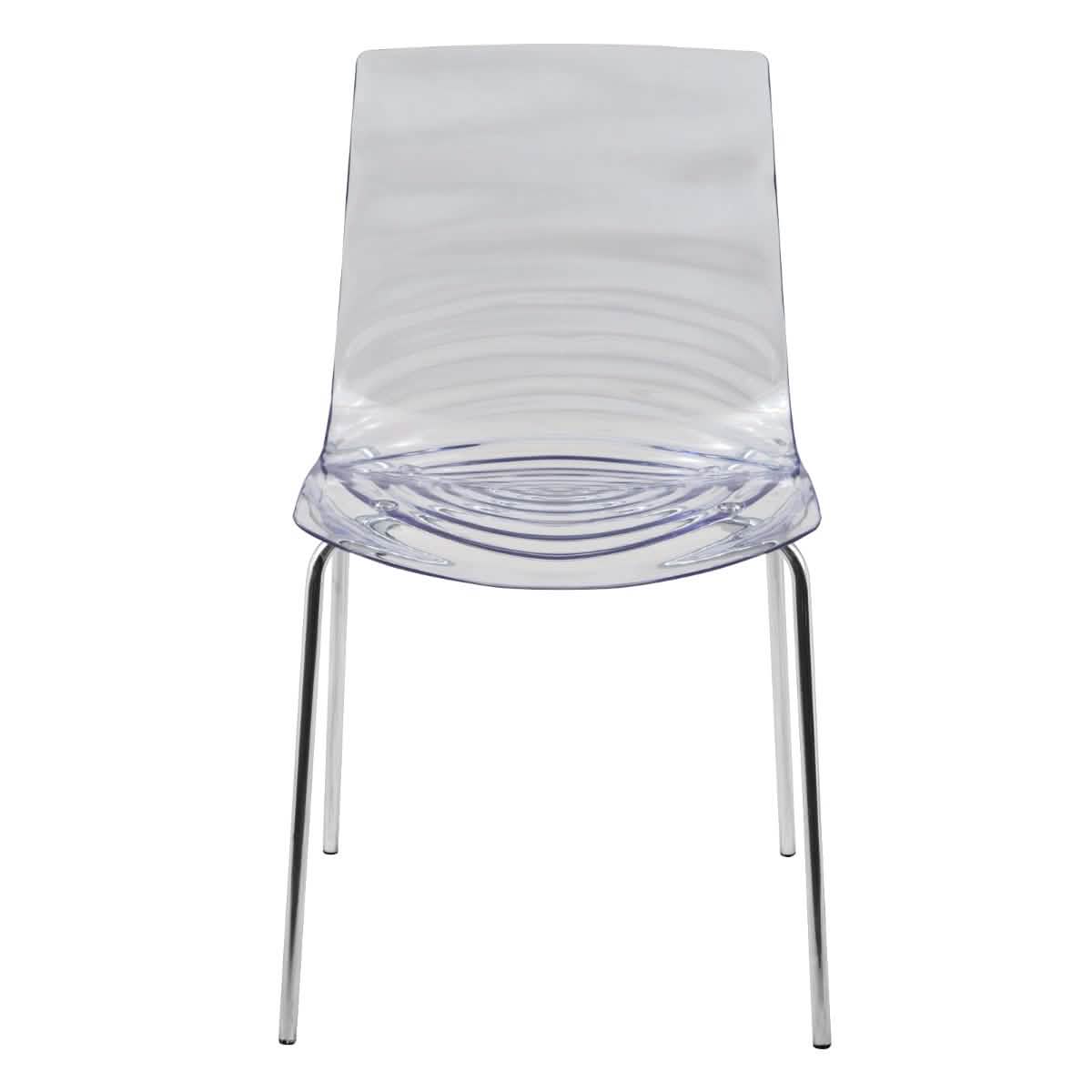 Astor Dining Chair Modern ABS Plastic Side Chair with Stainless-Steel Legs Clear Chrome Dining Chair Leisuremod