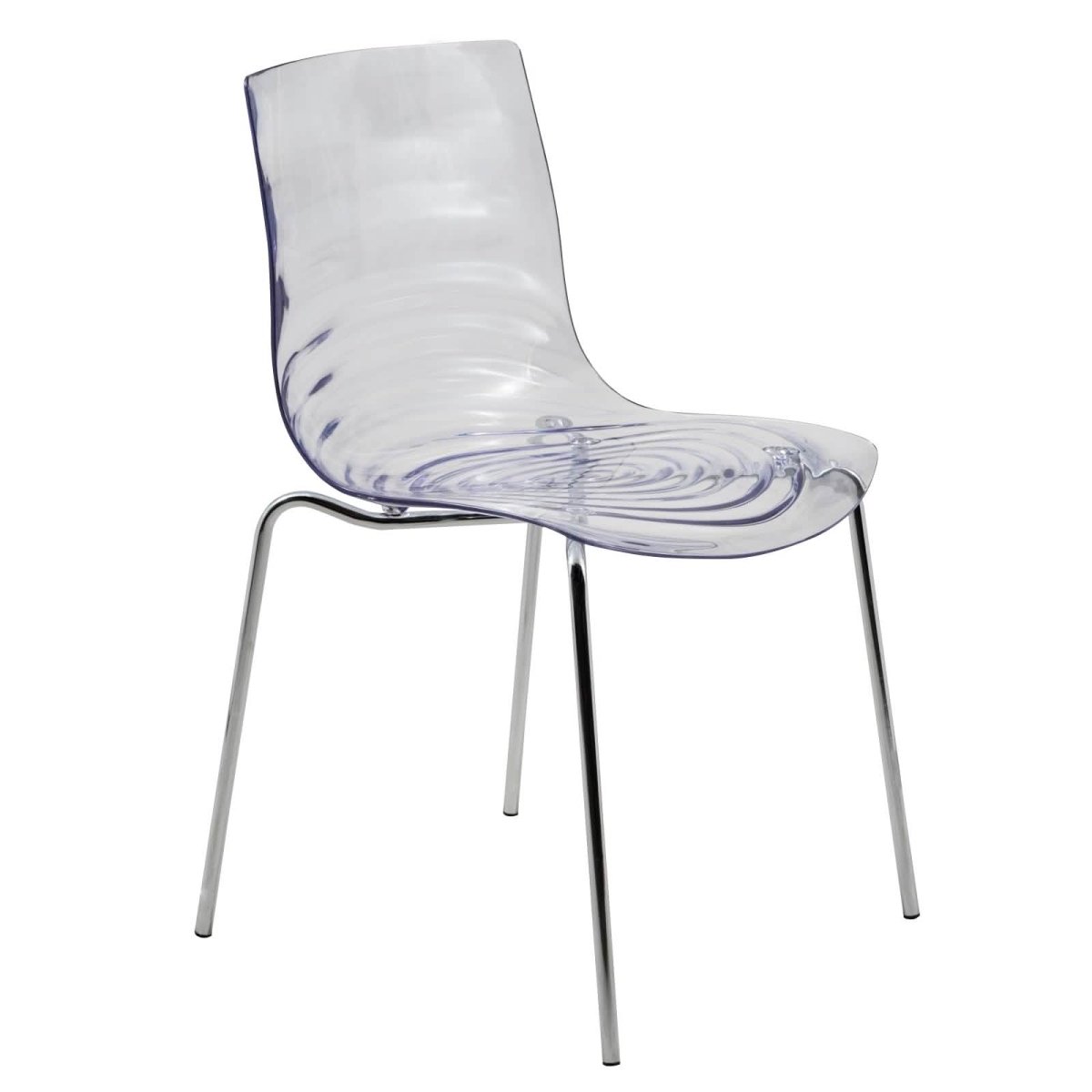 Astor Dining Chair Modern ABS Plastic Side Chair with Stainless-Steel Legs Clear Chrome Dining Chair Leisuremod