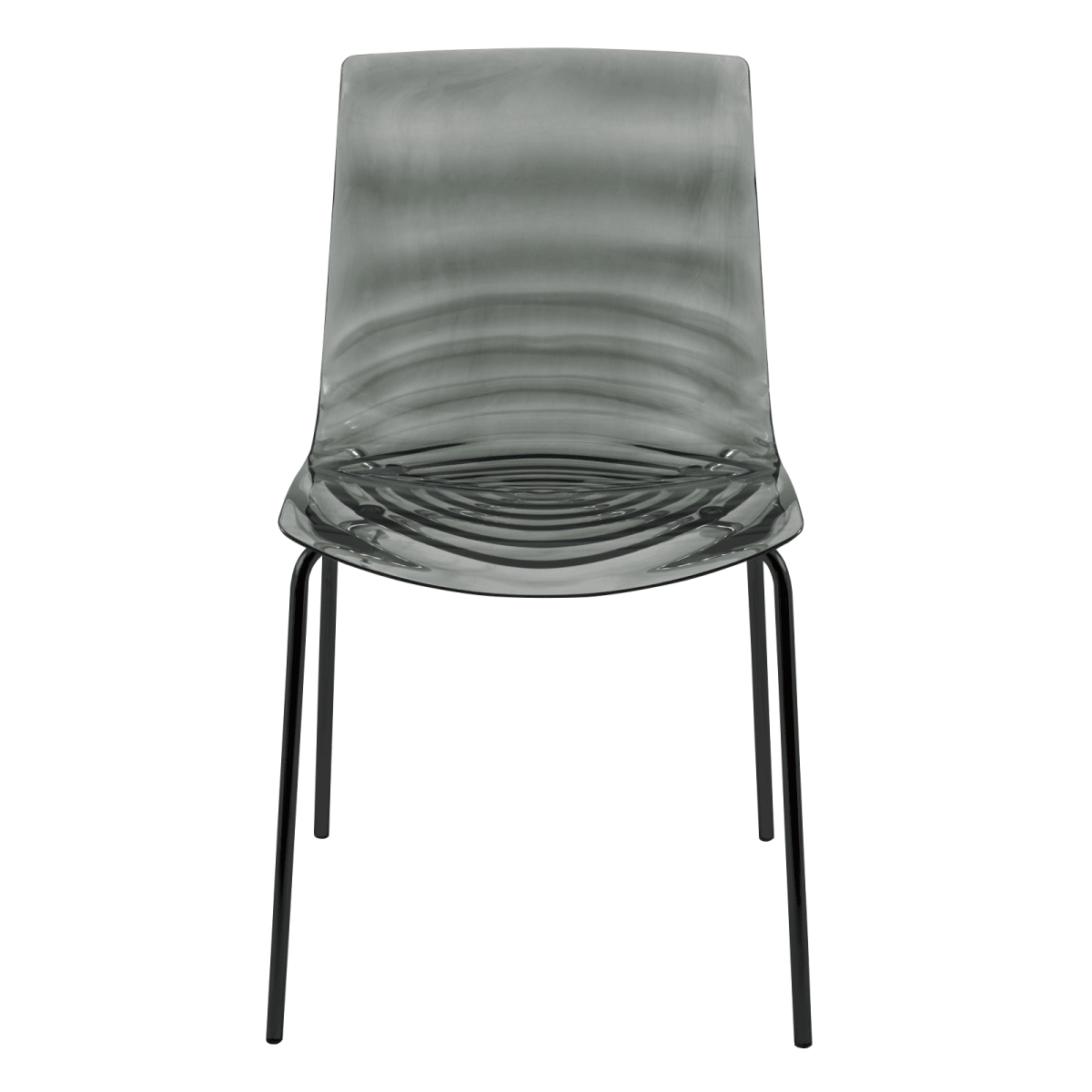 Astor Dining Chair Modern ABS Plastic Side Chair with Stainless-Steel Legs Transparent Black Black Dining Chair Leisuremod