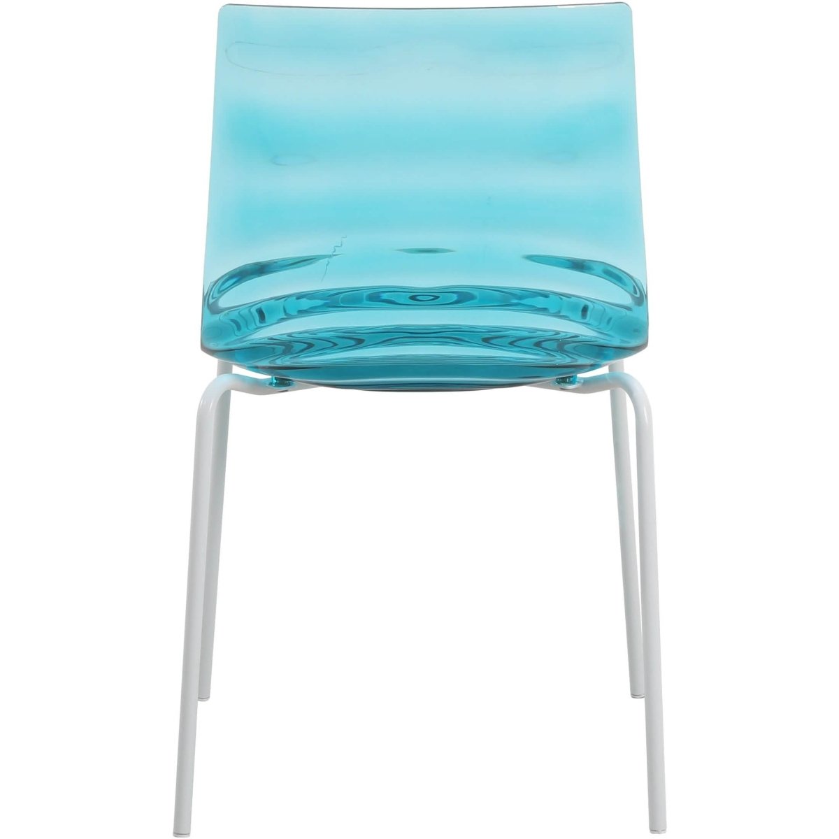 Astor Dining Chair Modern ABS Plastic Side Chair with Stainless-Steel Legs Transparent Blue White Dining Chair Leisuremod