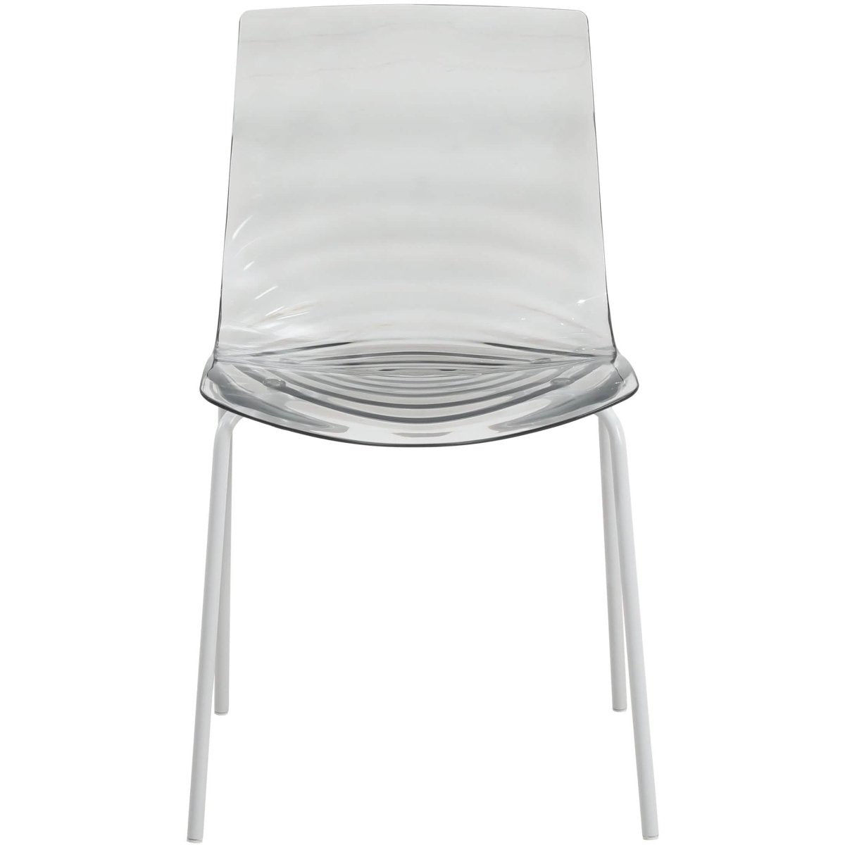 Astor Dining Chair Modern ABS Plastic Side Chair with Stainless-Steel Legs Transparent Black White Dining Chair Leisuremod