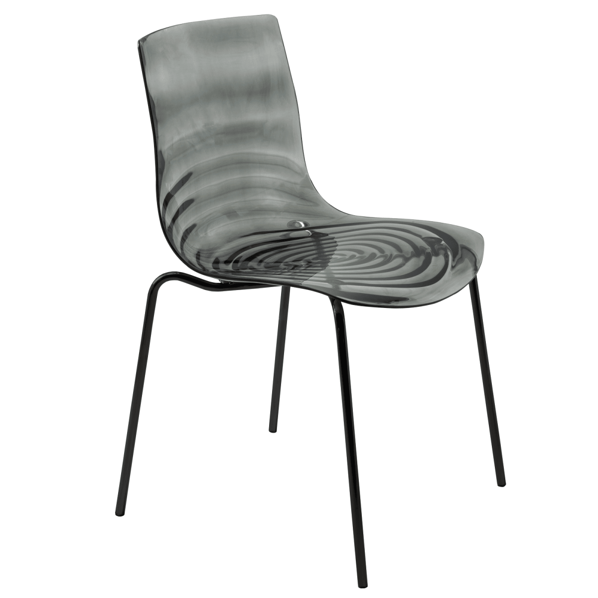 Astor Dining Chair Modern ABS Plastic Side Chair with Stainless-Steel Legs Transparent Black Black Dining Chair Leisuremod