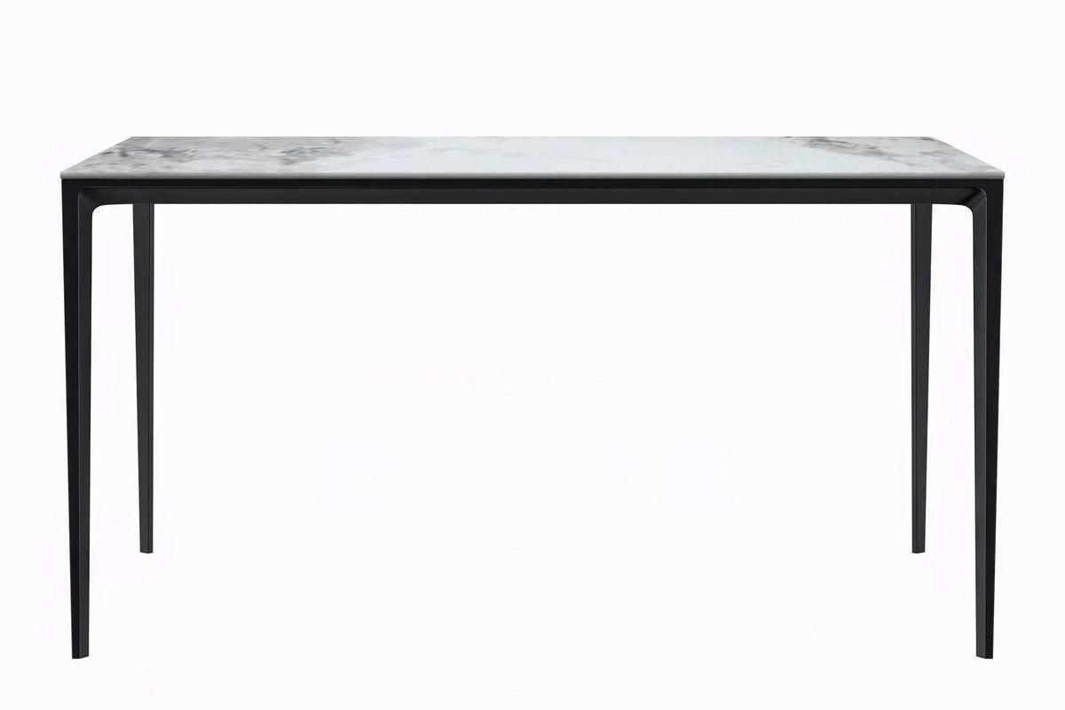 Avo Rectangular Dining Table with a Sintered Stone or Glass Tabletop in Black Aluminum - Elax Furniture