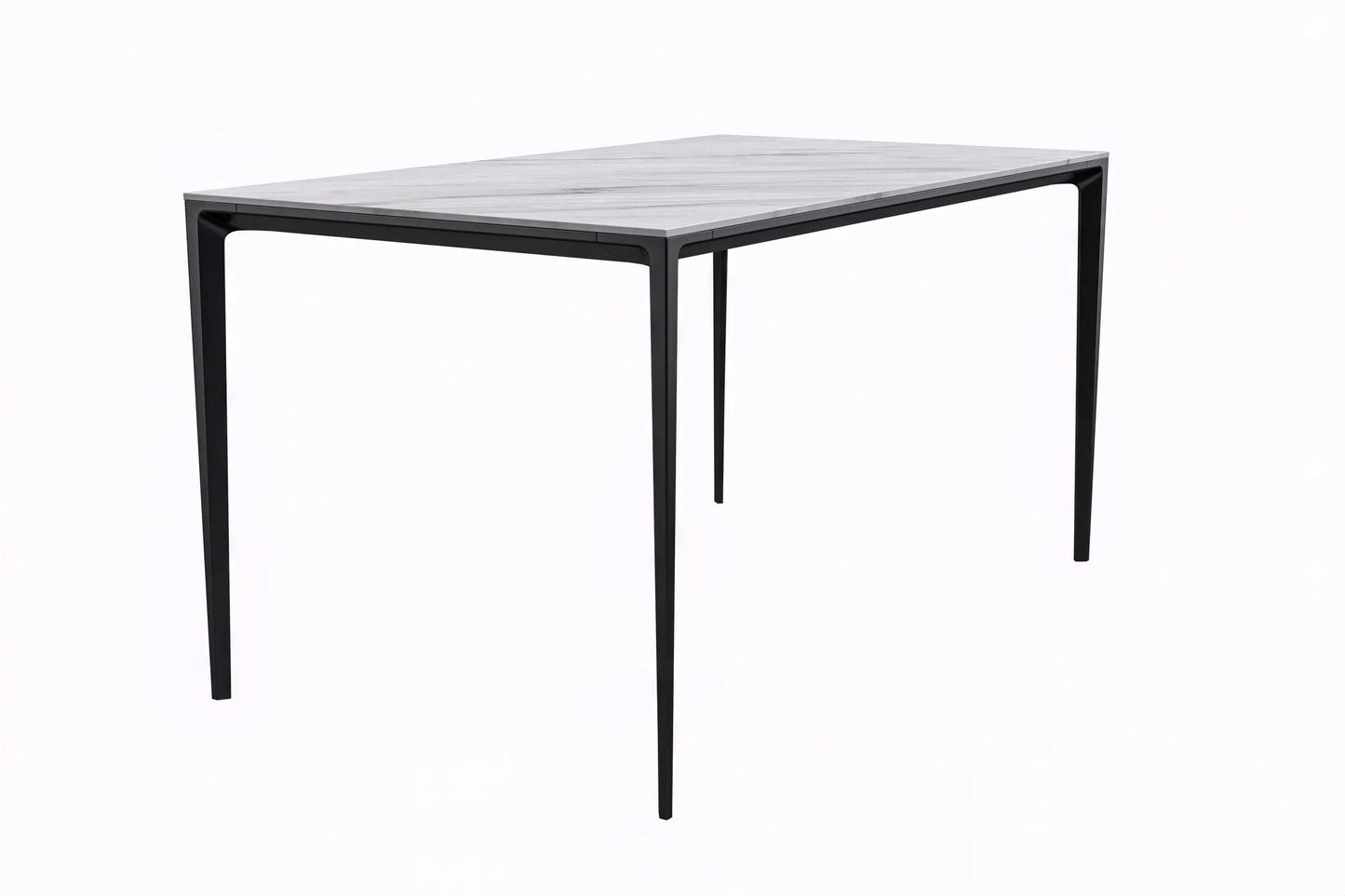 Avo Rectangular Dining Table with a Sintered Stone or Glass Tabletop in Black Aluminum - Elax Furniture