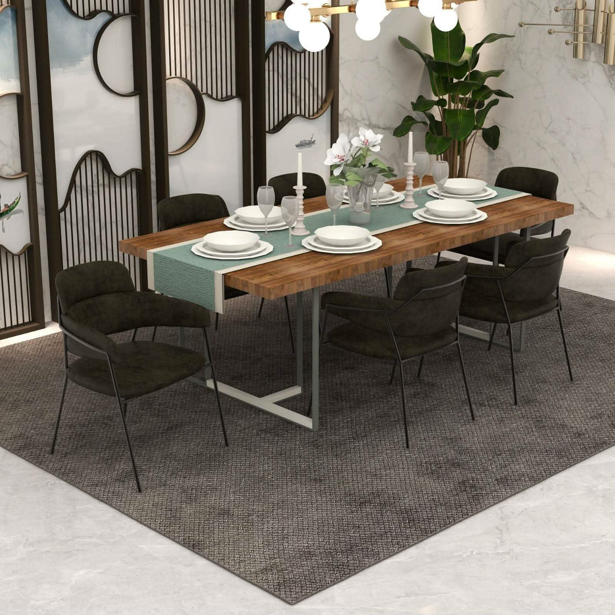 Axis Upholstered Dining Chair with Curved Open-Back and Arms and Black/Gold Stainless Steel Legs Black Leather Charcoal Dining Chair Leisuremod