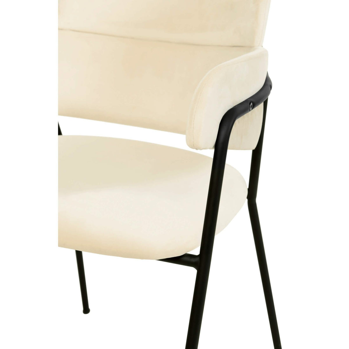 Axis Upholstered Dining Chair with Curved Open-Back and Arms and Black/Gold Stainless Steel Legs Black Velvet Beige Dining Chair Leisuremod