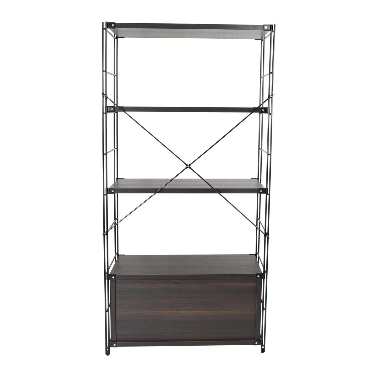Brentwood Etagere Bookcase with Black Powder Coated Steel Frame and Melamine Board Shelves - Elax Furniture