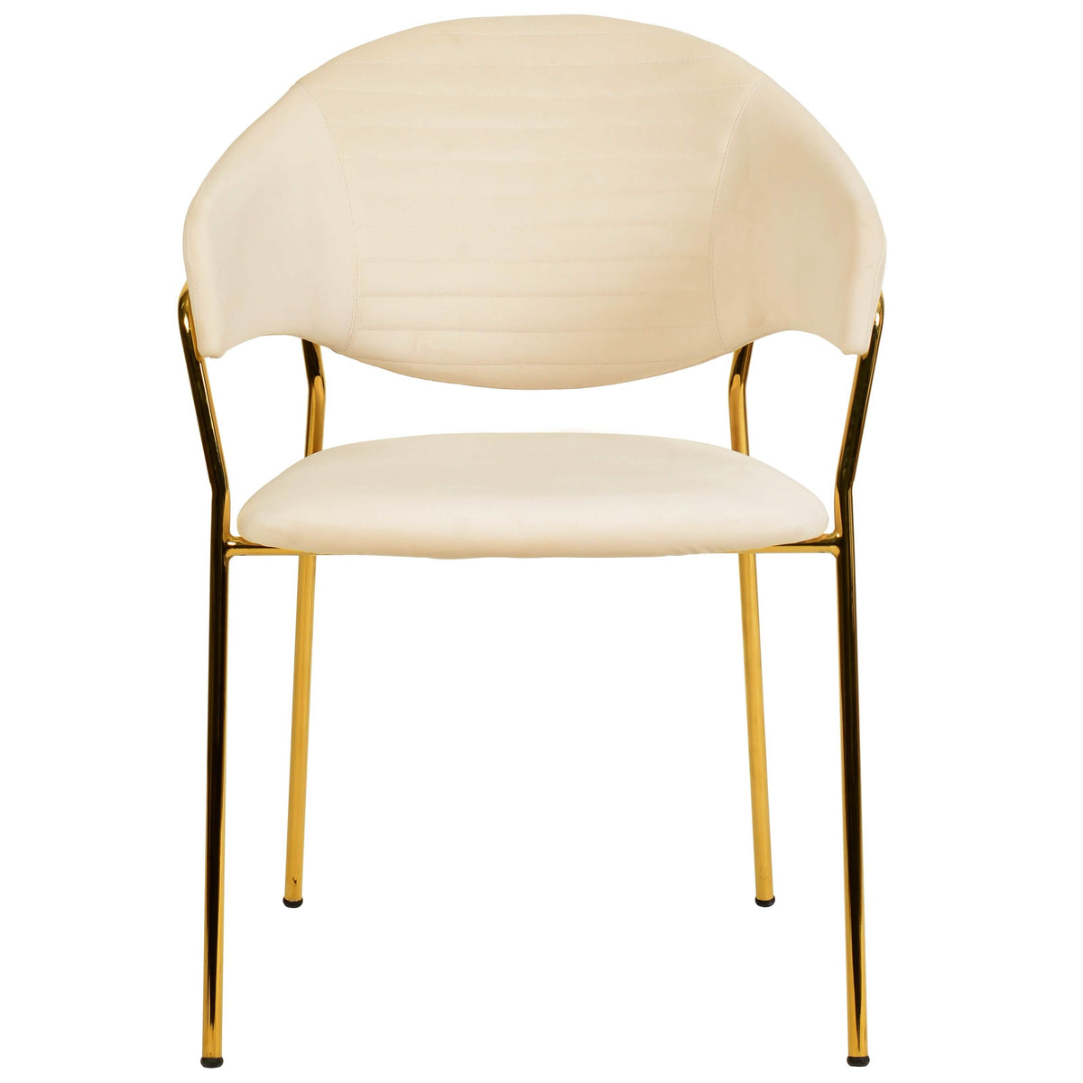 Bella Dining Chair Upholsted in Leather or Velvet in Gold Stainless Steel Off-White Velvet Dining Chair Leisuremod