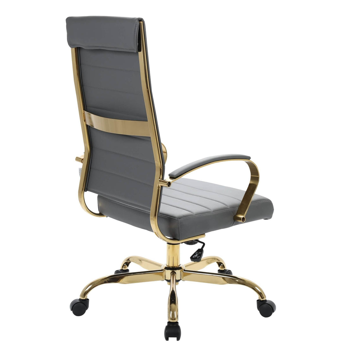 Benmar High-Back Leather Adjustable Office Conference Chair Gold Grey Office Chair Leisuremod