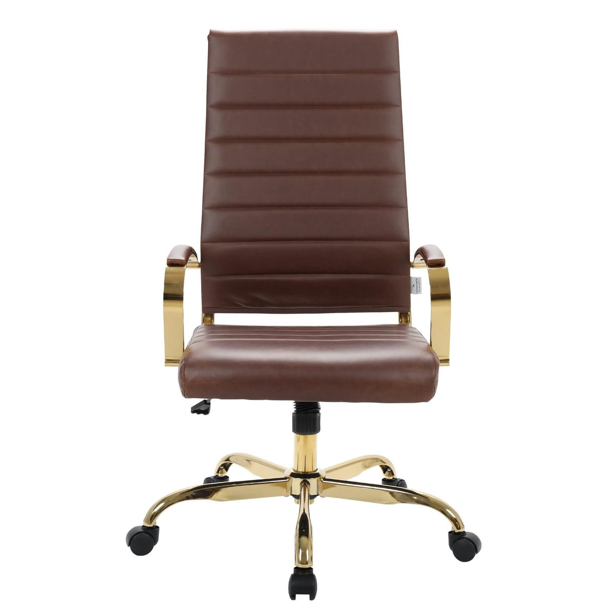Benmar High-Back Leather Adjustable Office Conference Chair Gold Brown Office Chair Leisuremod
