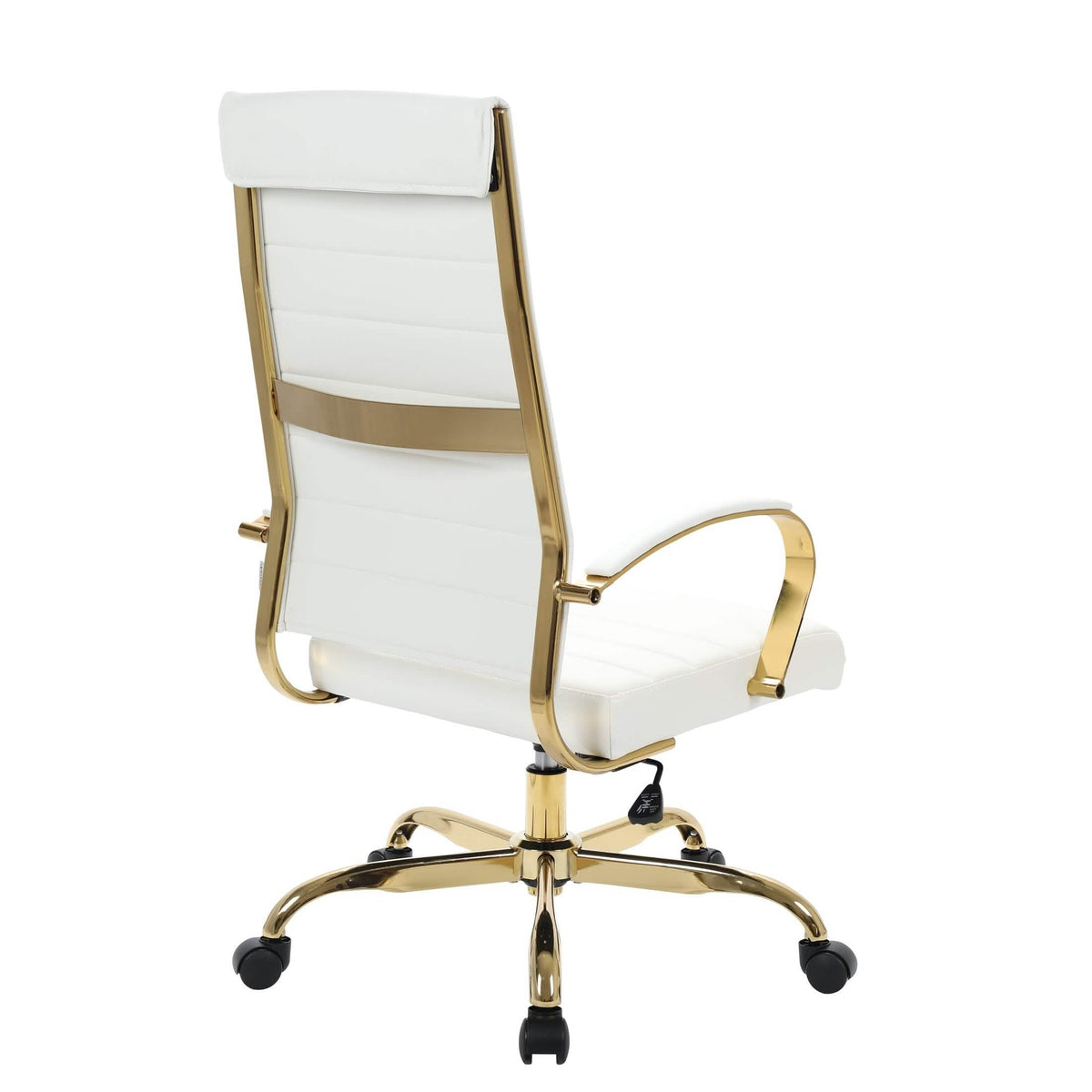 Benmar High-Back Leather Adjustable Office Conference Chair Gold White Office Chair Leisuremod