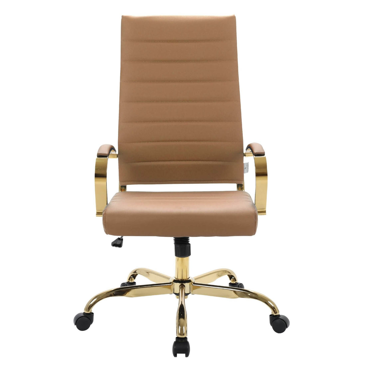 Benmar High-Back Leather Adjustable Office Conference Chair Gold Light Brown Office Chair Leisuremod