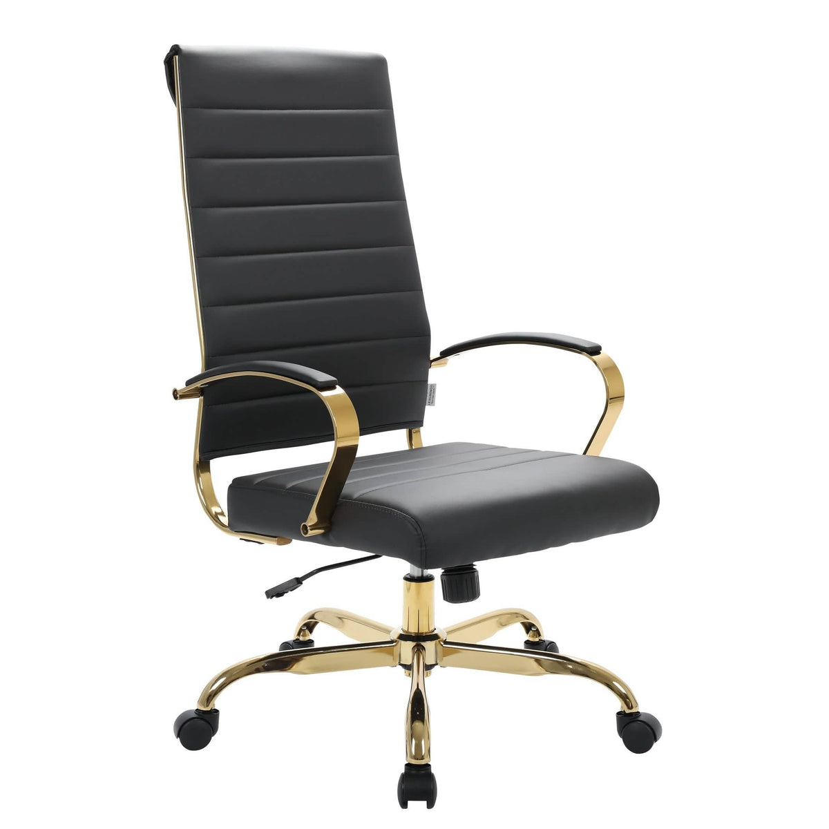 Benmar High-Back Leather Adjustable Office Conference Chair Gold Black Office Chair Leisuremod