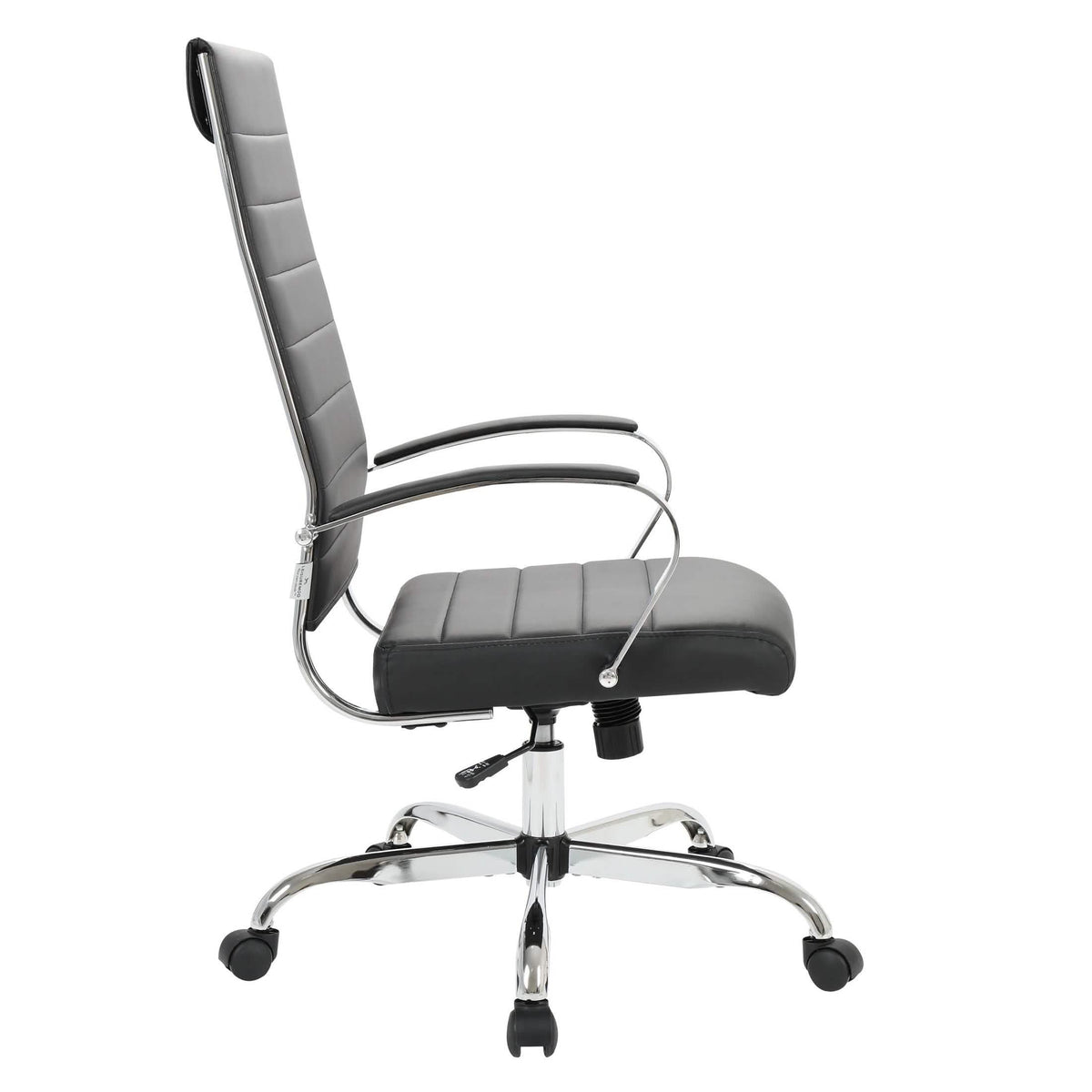 Benmar High-Back Leather Adjustable Office Conference Chair Chrome Black Office Chair Leisuremod