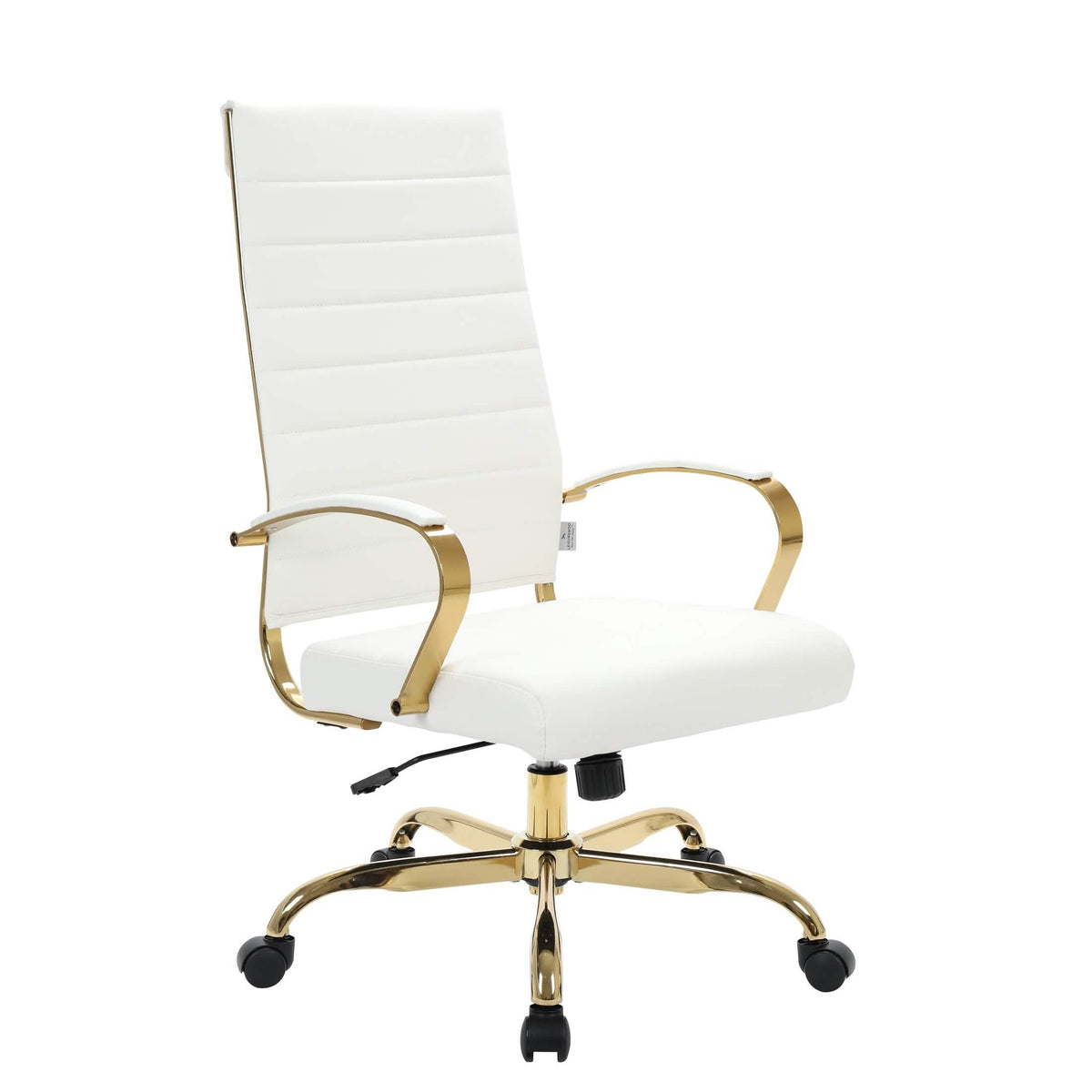 Benmar High-Back Leather Adjustable Office Conference Chair Gold White Office Chair Leisuremod