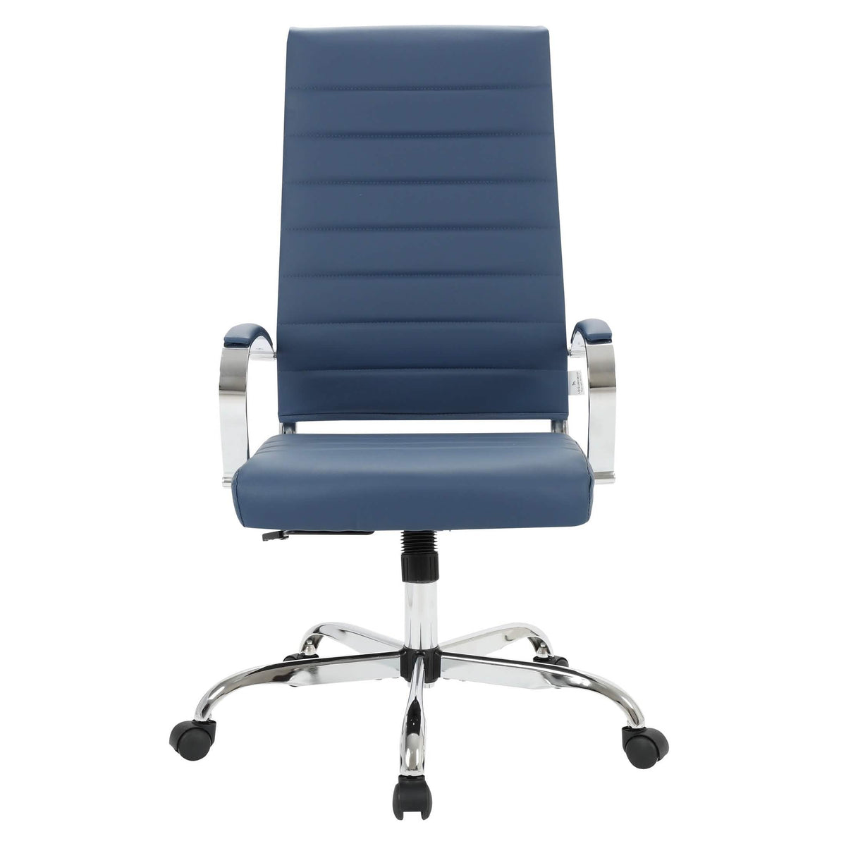 Benmar High-Back Leather Adjustable Office Conference Chair Chrome Navy Blue Office Chair Leisuremod