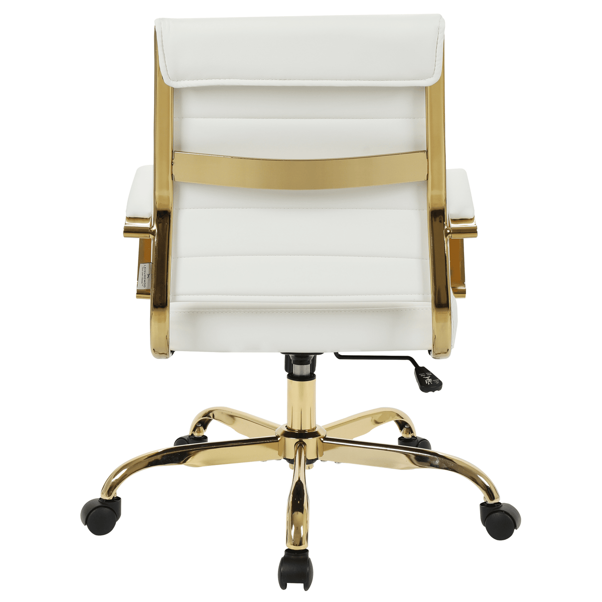 Benmar Mid-Back Leather Office Conference Chair Adjustable Height, Swivel, and Tilt Gold White Office Chair Leisuremod
