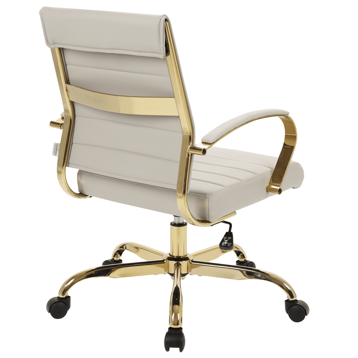 Benmar Mid-Back Leather Office Conference Chair Adjustable Height, Swivel, and Tilt Gold Tan Office Chair Leisuremod