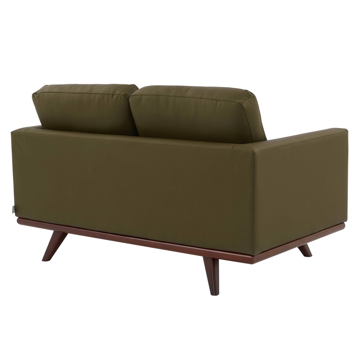 Birch Wood Base Leather/Mesh Loveseat - Chester Collection Leather Green Sofa Leisuremod