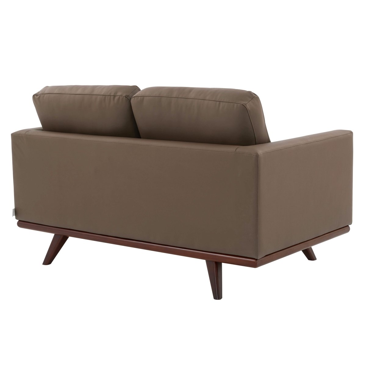 Birch Wood Base Leather/Mesh Loveseat - Chester Collection Leather Taupe Sofa Leisuremod