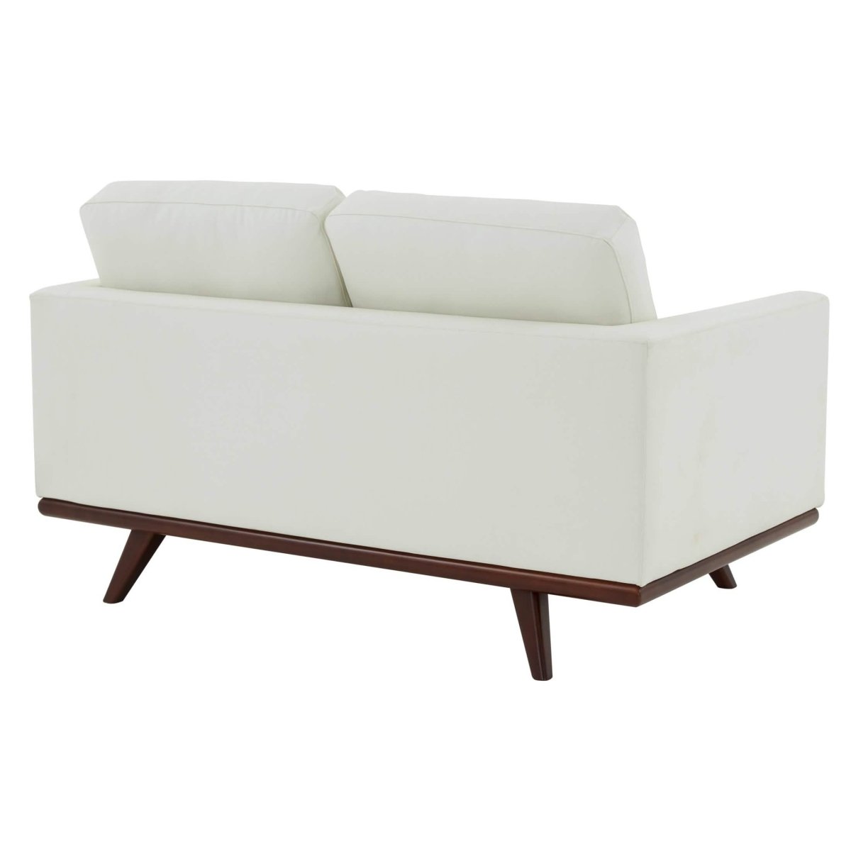 Birch Wood Base Leather/Mesh Loveseat - Chester Collection Leather White Sofa Leisuremod